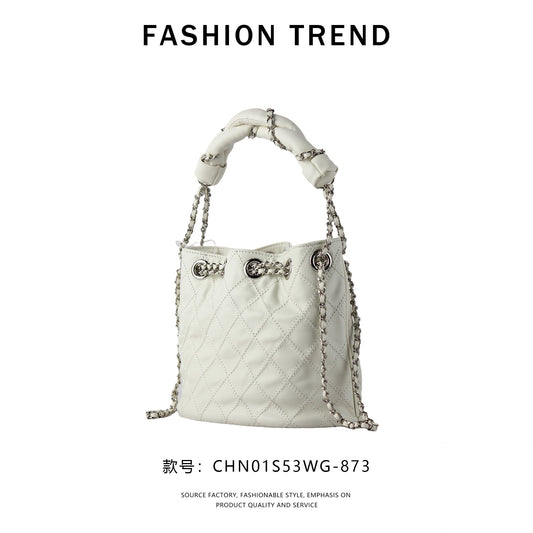 【$139.94】NiceBags new diamond chain crossbody small bag drawstring bucket bag