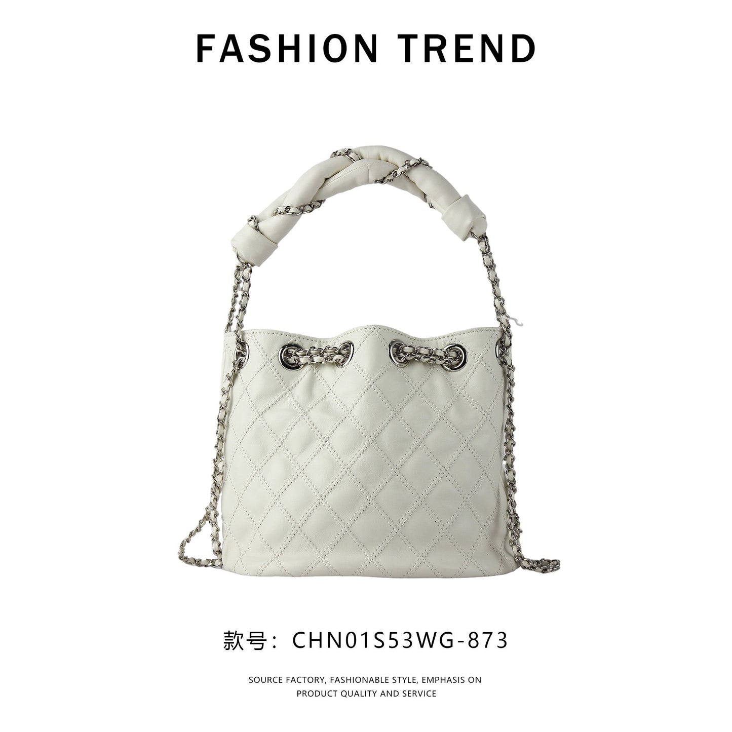 【$139.94】NiceBags new diamond chain crossbody small bag drawstring bucket bag