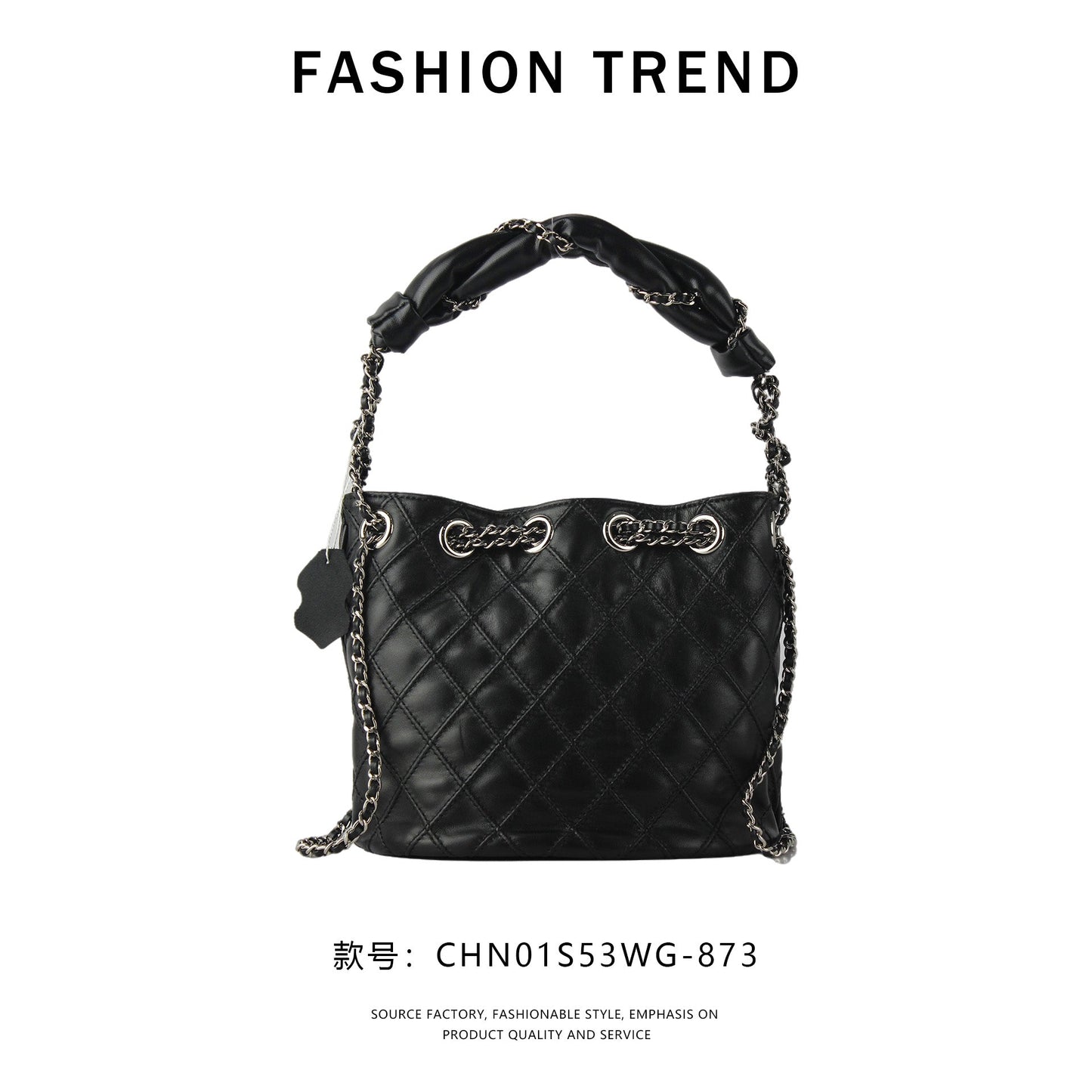 【$139.94】NiceBags new diamond chain crossbody small bag drawstring bucket bag