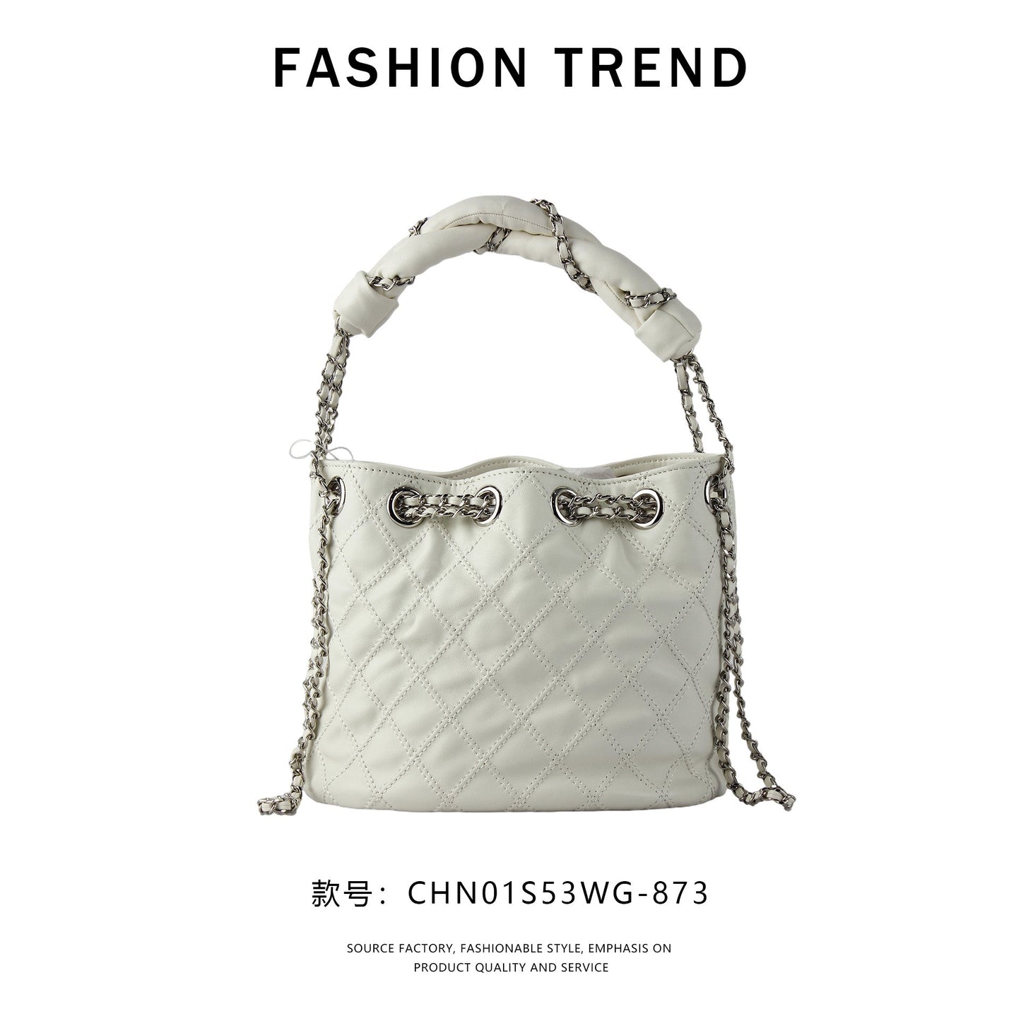 【$139.94】NiceBags new diamond chain crossbody small bag drawstring bucket bag