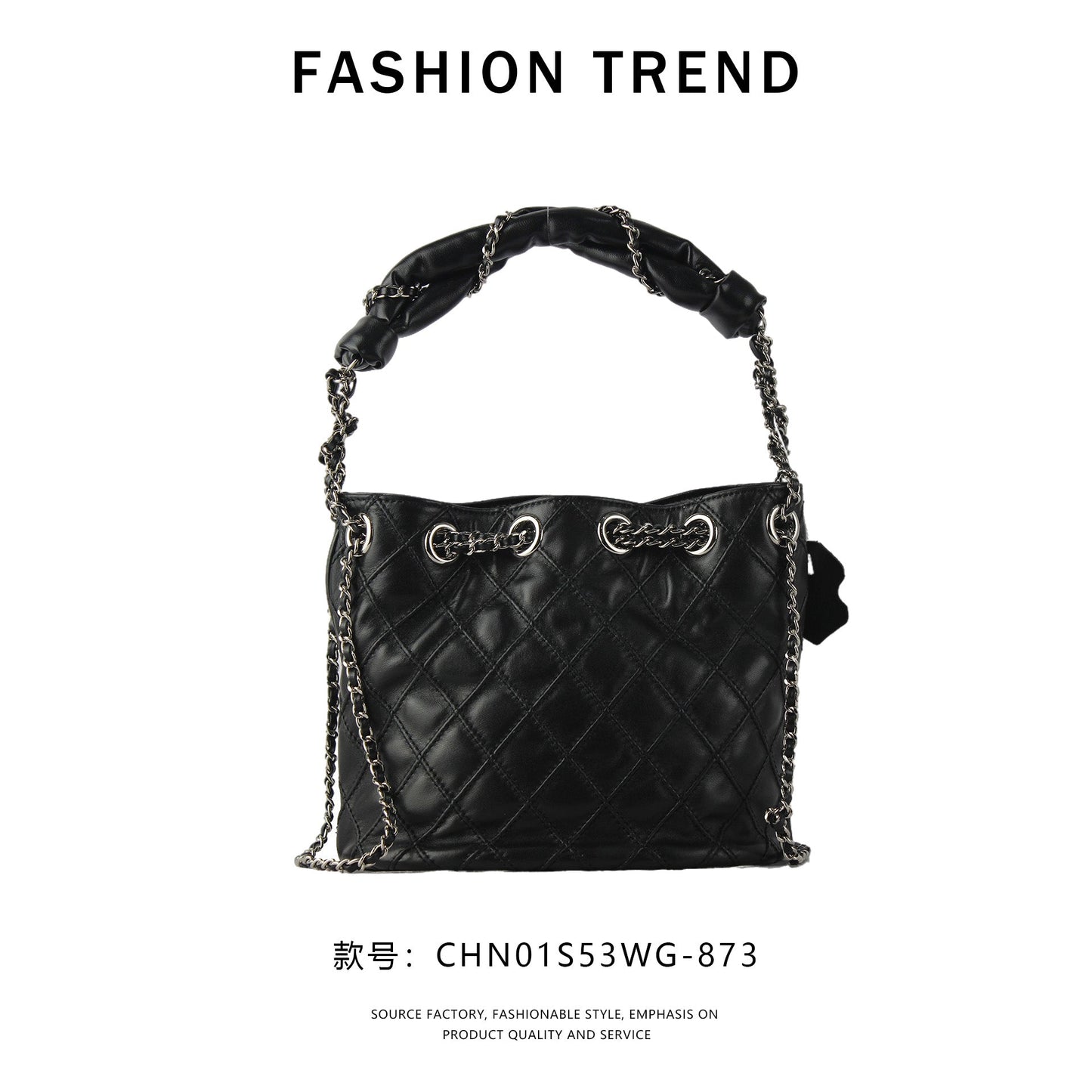 【$139.94】NiceBags new diamond chain crossbody small bag drawstring bucket bag